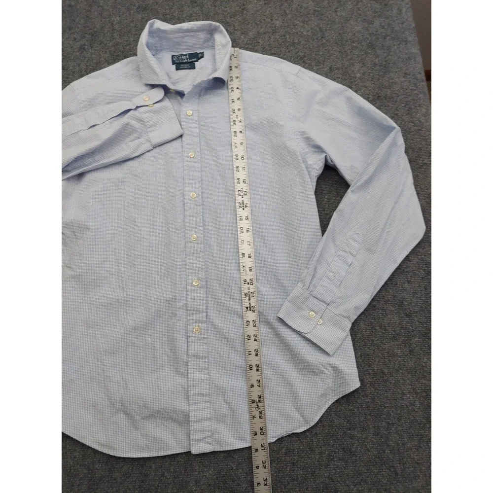 Polo Ralph Lauren Shirt Mens 17 Blue Check Estate Custom‎ Fit Button Down
